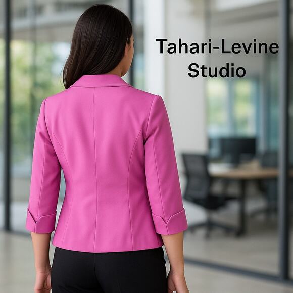 Tahari-Levine Studio Vibrant Pink Blazer / Jacket Sz. 16 - Picture 2 of 7